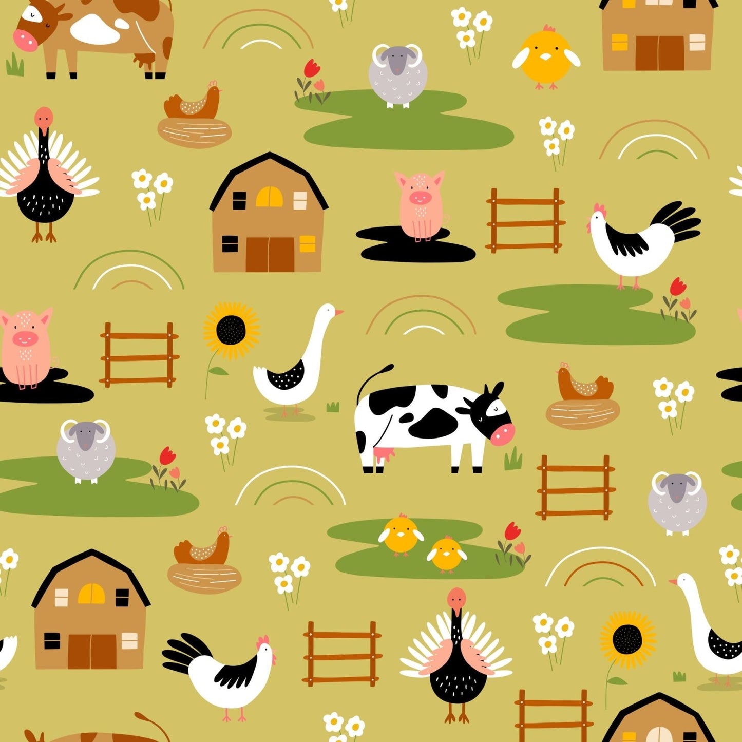 A057 Cute Farm Animals - Palmetto Sky Studio