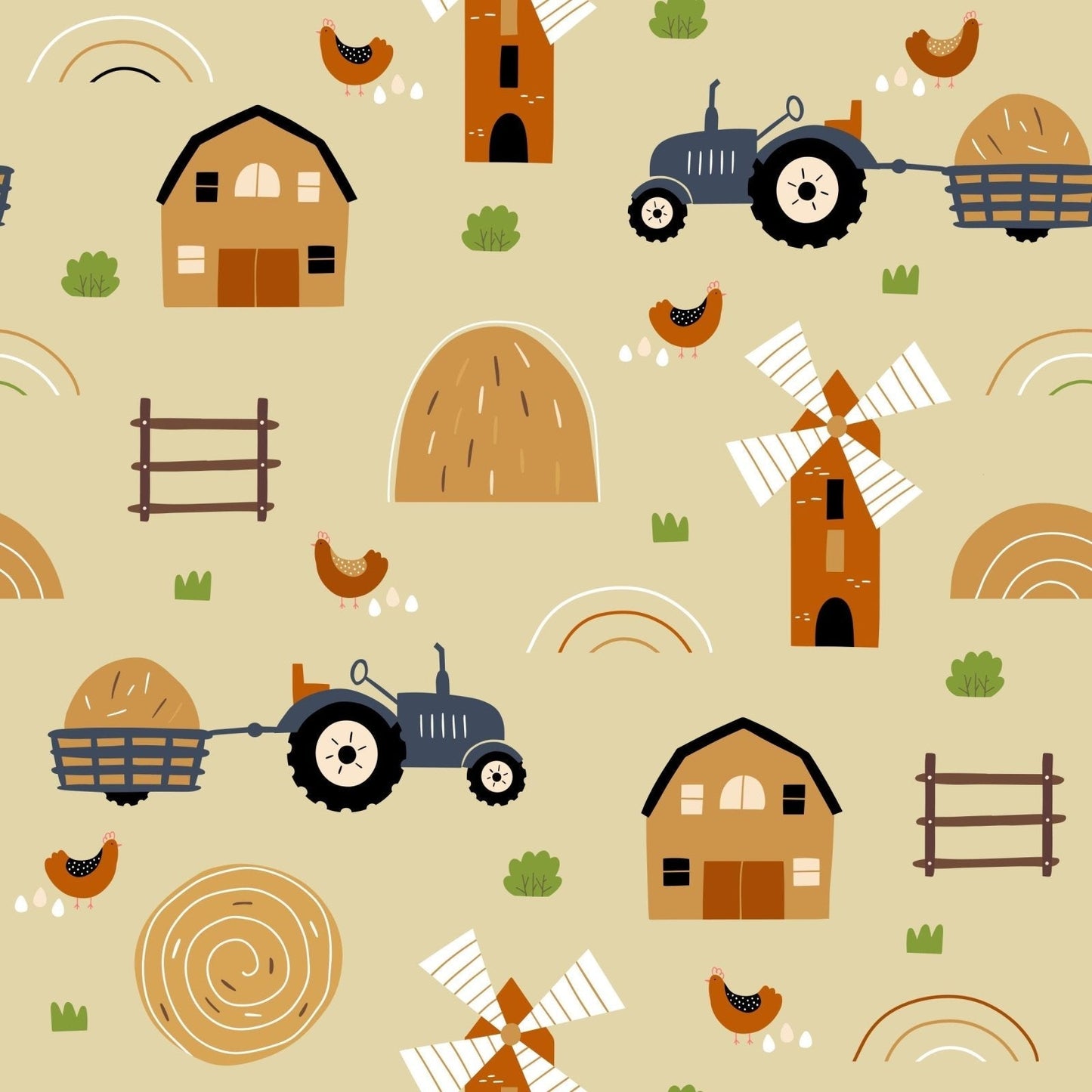 A061 Tractor Windmill Farm - Palmetto Sky Studio
