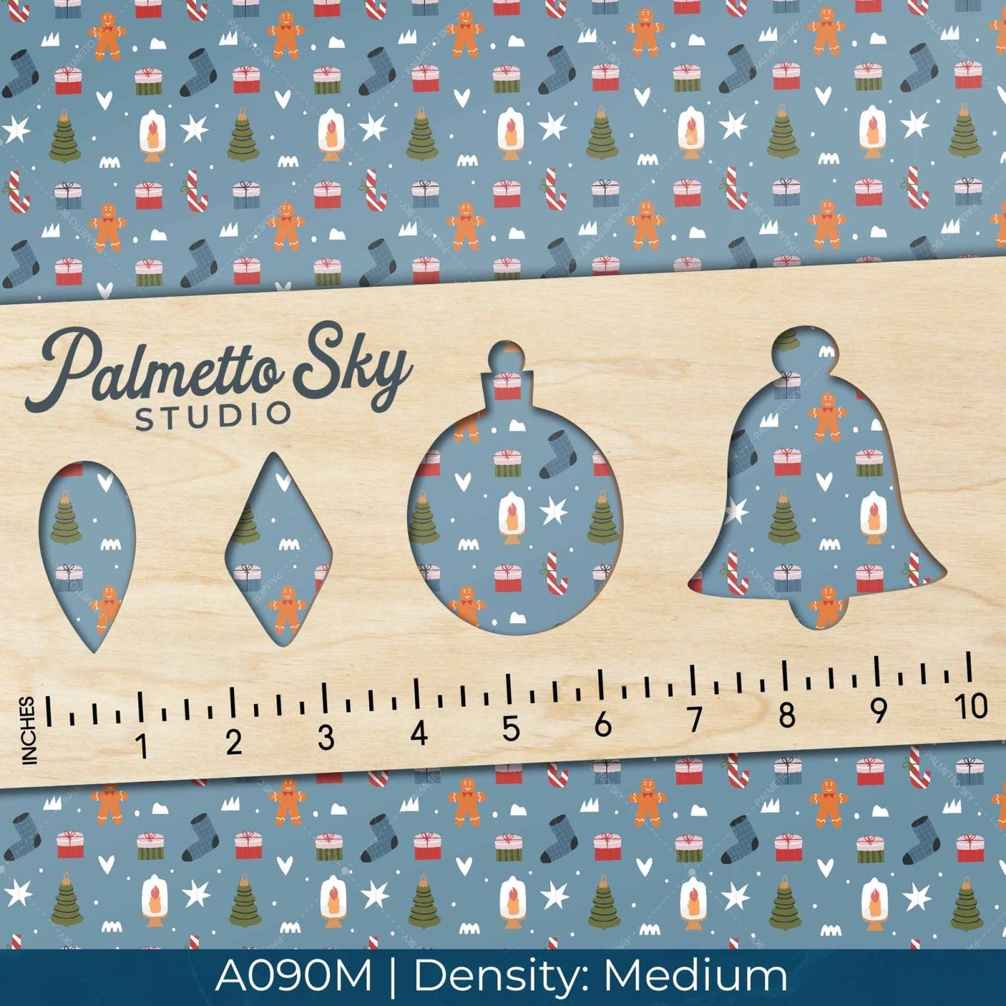 A090 Blue Gingerbread Stockings - Palmetto Sky Studio