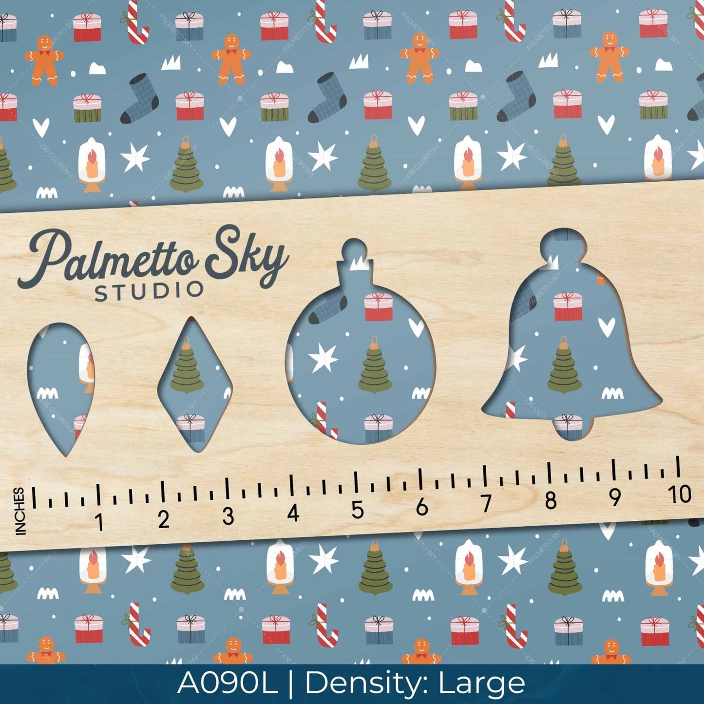 A090 Blue Gingerbread Stockings - Palmetto Sky Studio