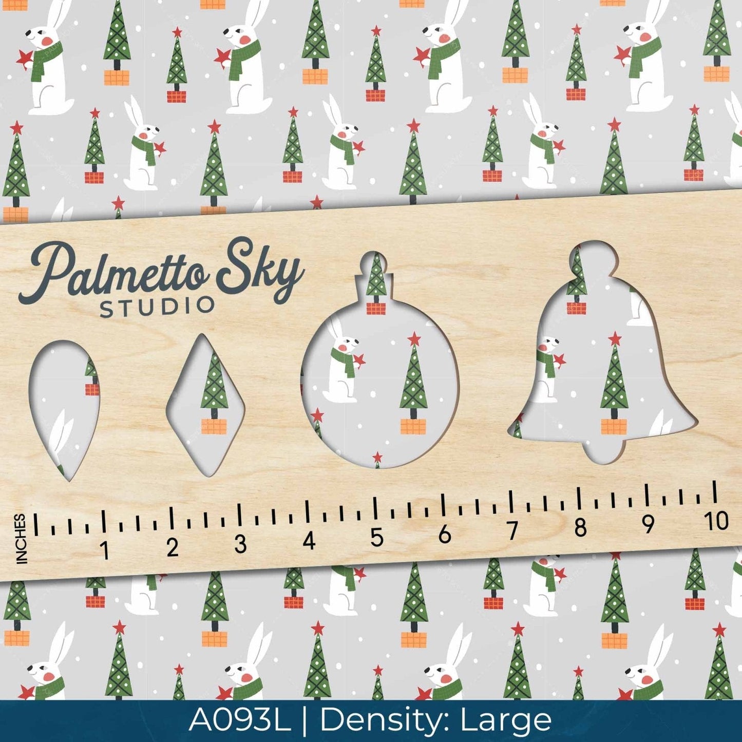 A093 Christmas Grey Rabbit - Palmetto Sky Studio