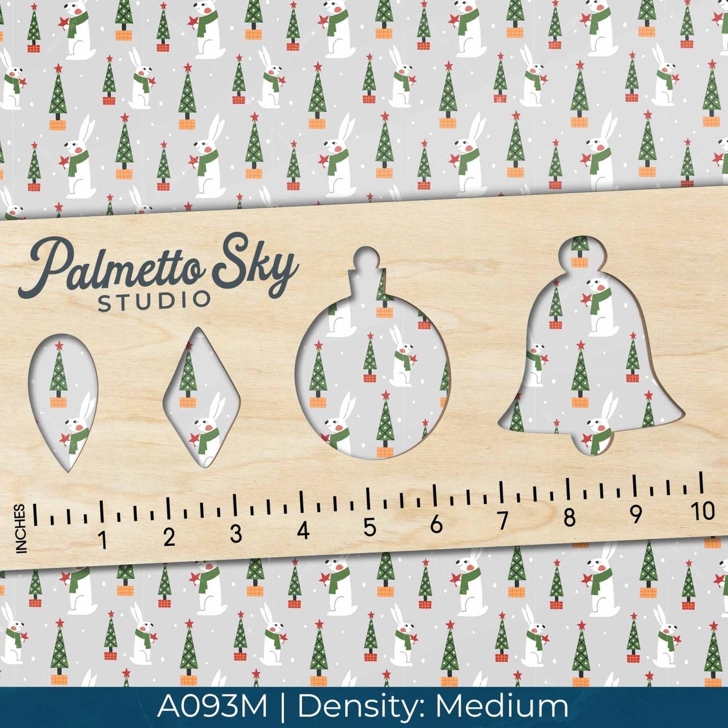 A093 Christmas Grey Rabbit - Palmetto Sky Studio