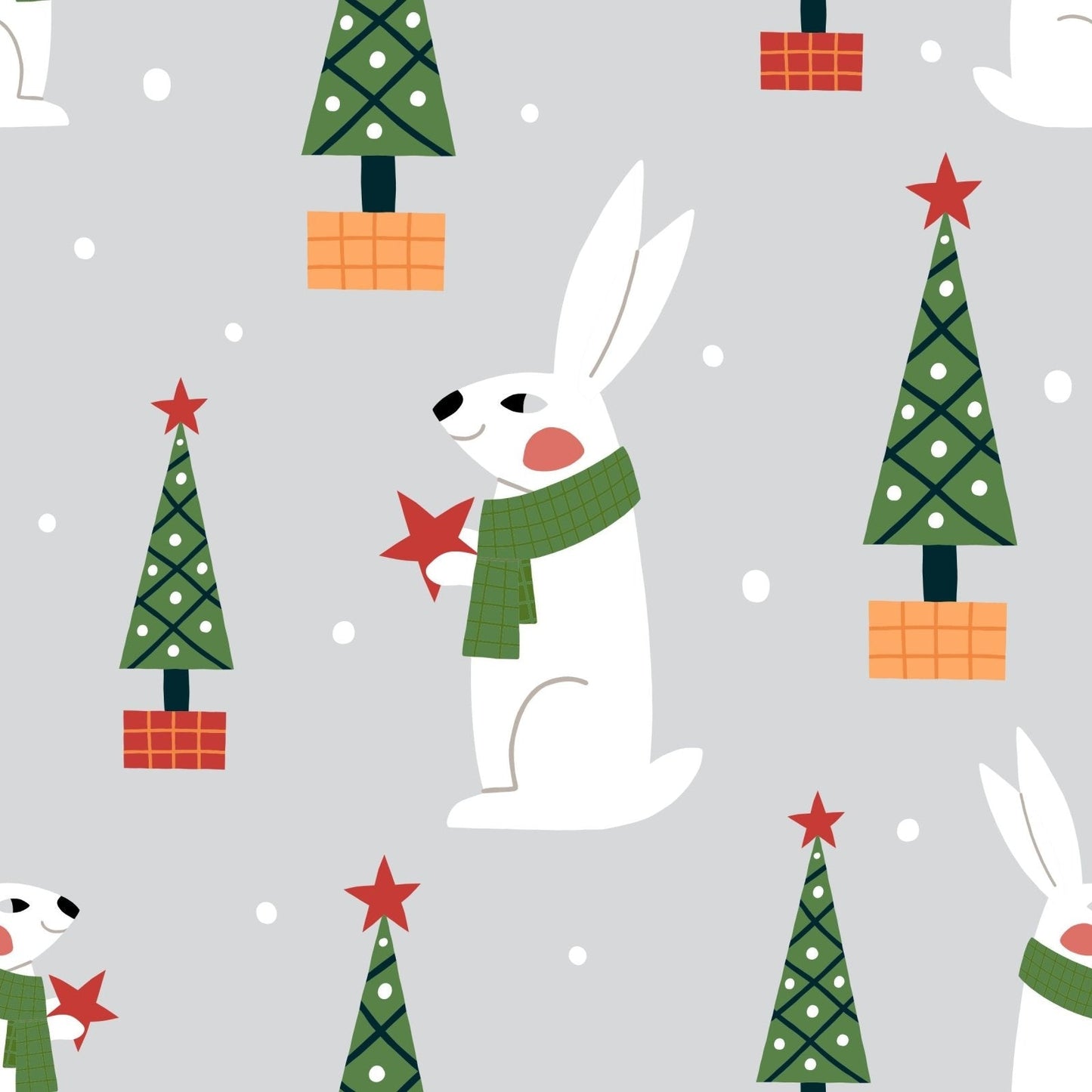 A093 Christmas Grey Rabbit - Palmetto Sky Studio