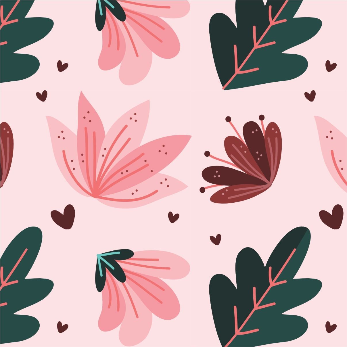 A095 Pink Burgundy Blossoms - Palmetto Sky Studio