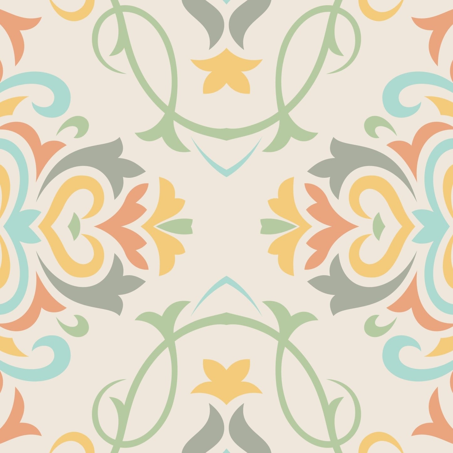 A102 Cream Ornate Tiles - Palmetto Sky Studio