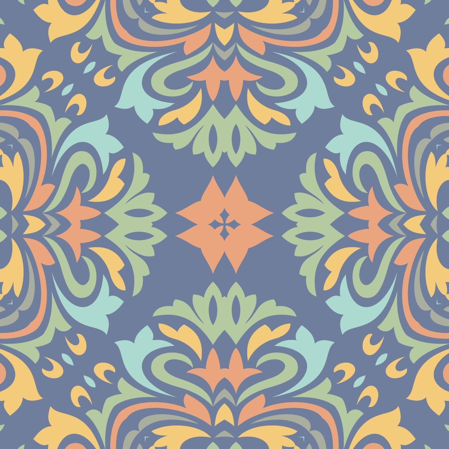 A103 Blue Ornate Tiles - Palmetto Sky Studio