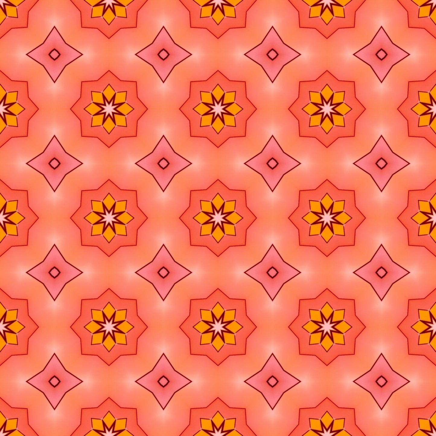 A108 Orange Floral Geometric - Palmetto Sky Studio