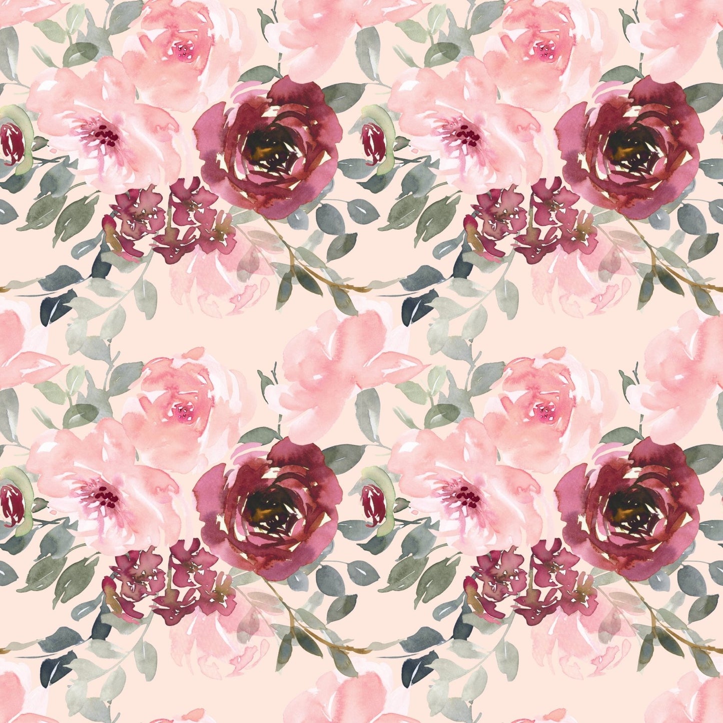 A133 Watercolor Pink Florals - Palmetto Sky Studio