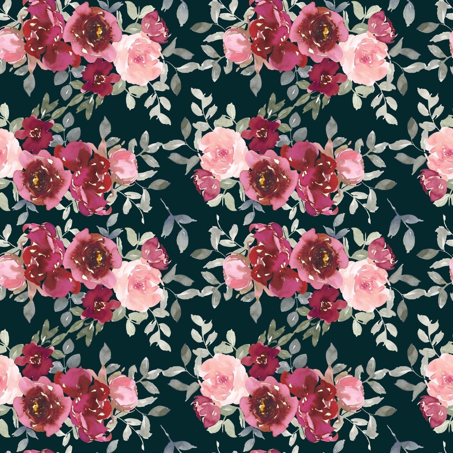 A134 Watercolor Dark Florals - Palmetto Sky Studio