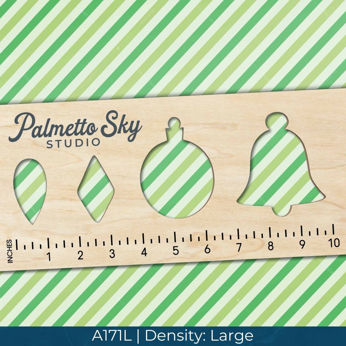 A171 Green Diagonal Stripes - Palmetto Sky Studio