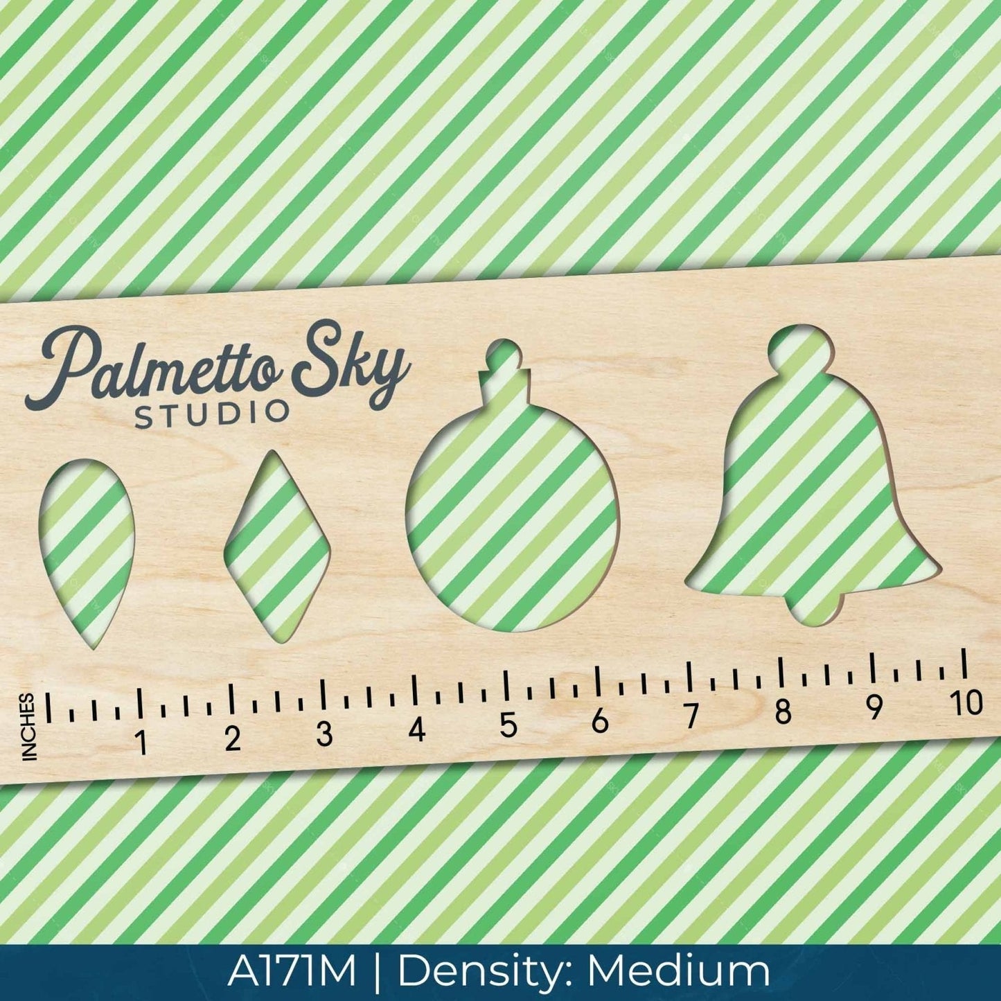 A171 Green Diagonal Stripes - Palmetto Sky Studio