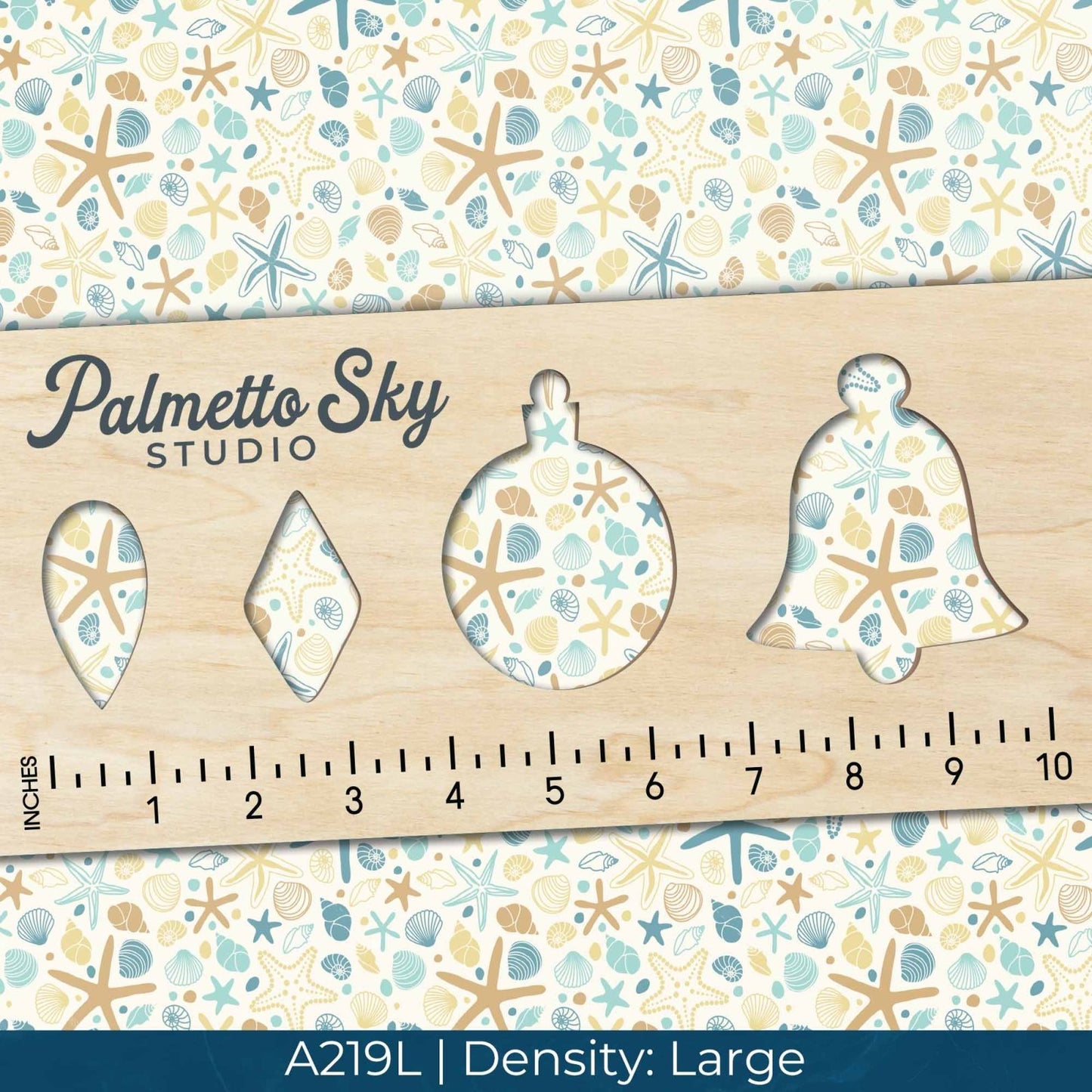 A219 Teal Yellow Seashells - Palmetto Sky Studio