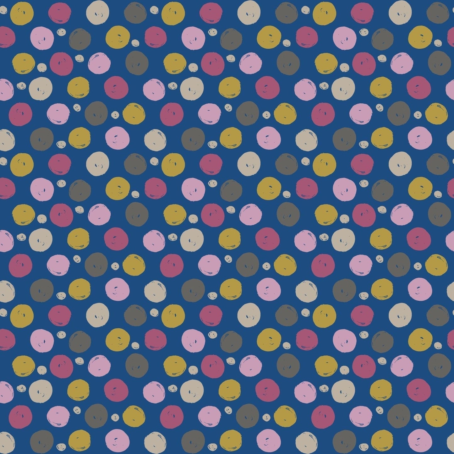 A303 Blue Hand Drawn Polka Dots - Palmetto Sky Studio