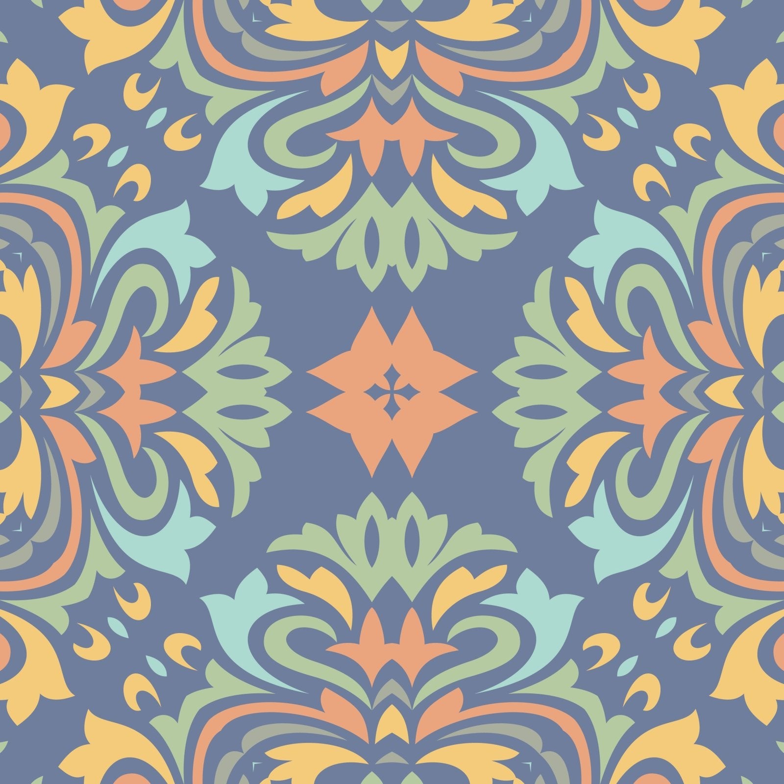 A103 Blue Ornate Tiles - Palmetto Sky Studio