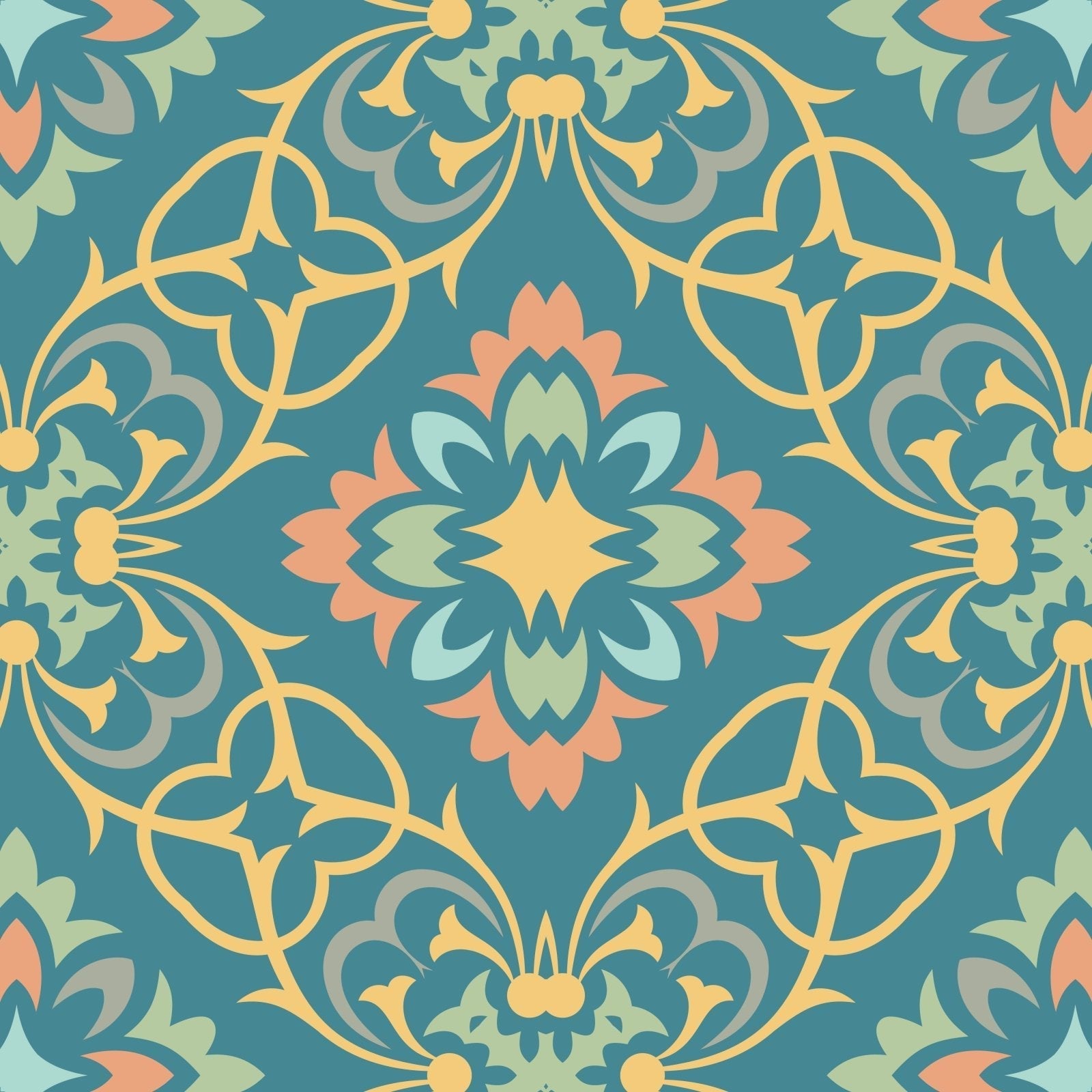 A104 Teal Ornate Tiles - Palmetto Sky Studio