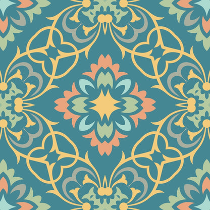 A104 Teal Ornate Tiles - Palmetto Sky Studio