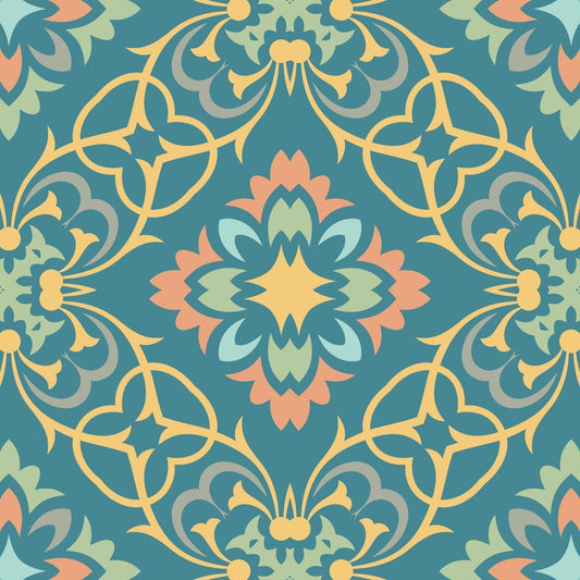 A104 Teal Ornate Tiles - Palmetto Sky Studio