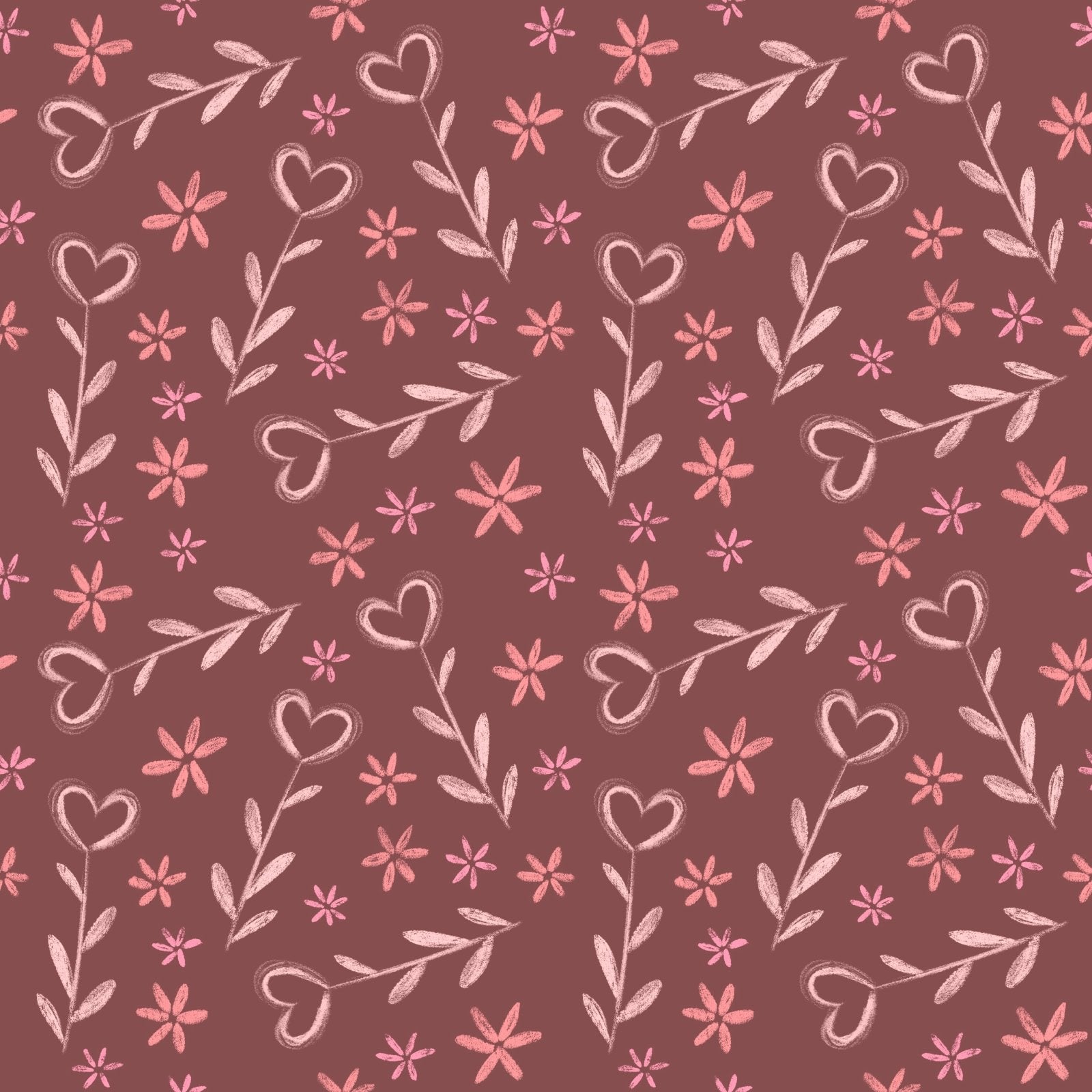 A137 Mauve Heart Florals - Palmetto Sky Studio