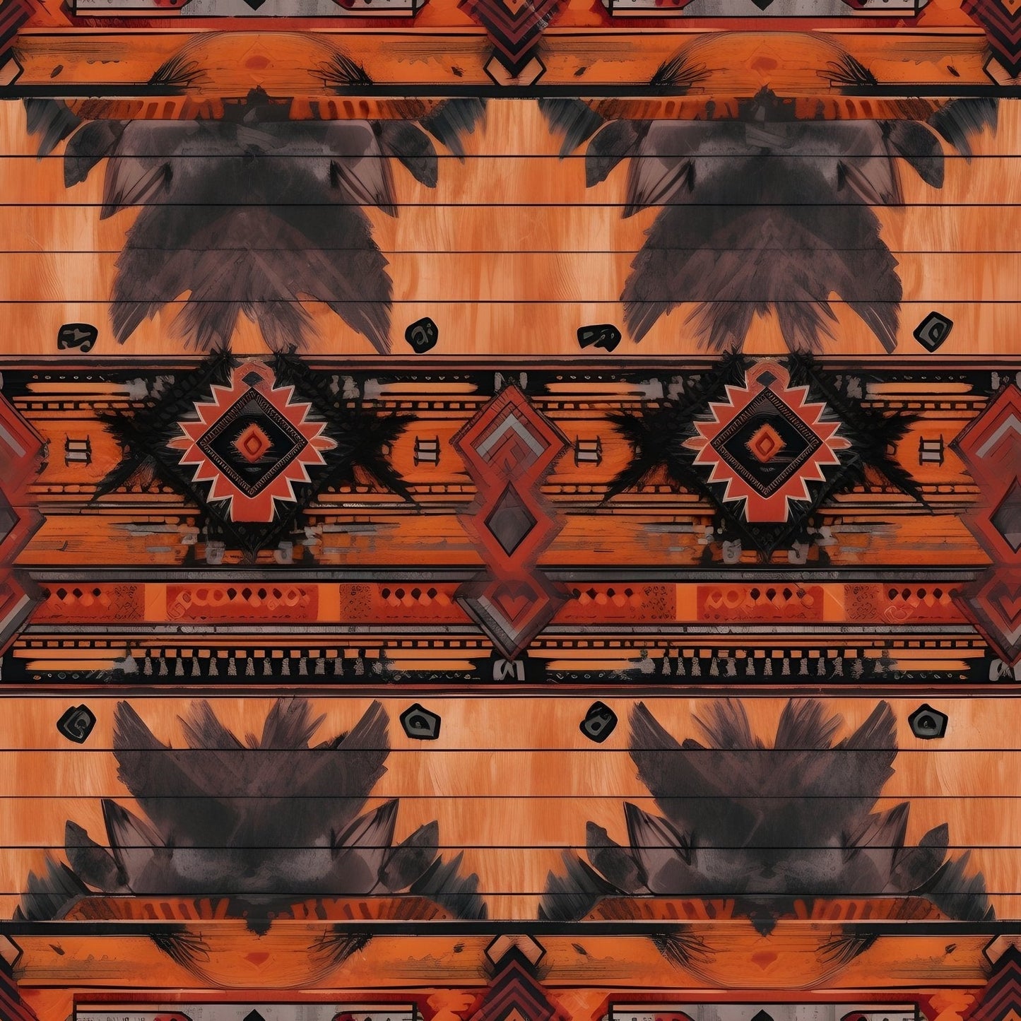 A142 Orange Western Fabric - Palmetto Sky Studio