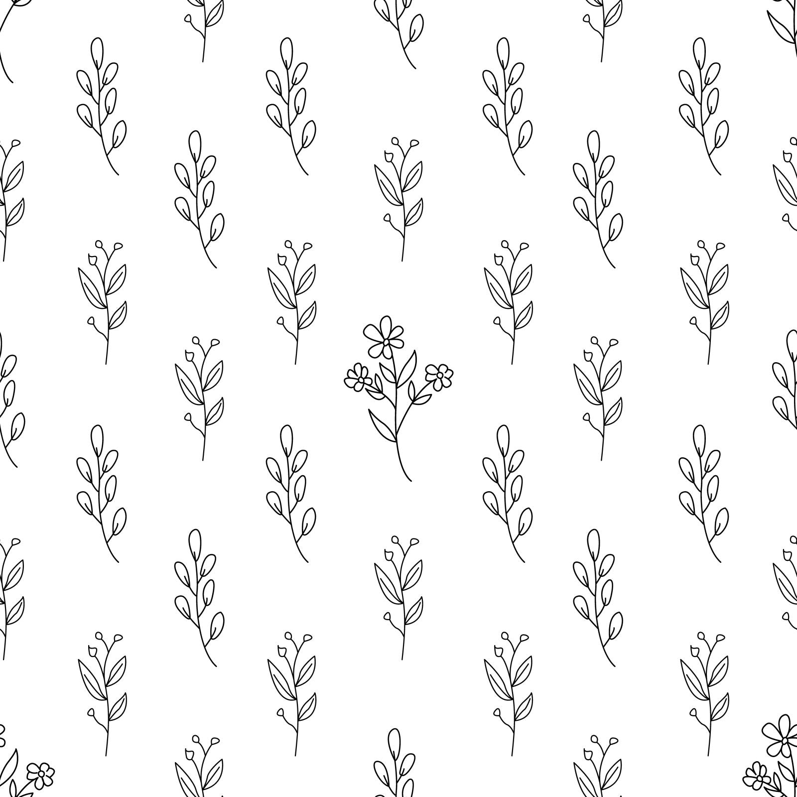 A146 Black White Illustrative Florals - Palmetto Sky Studio