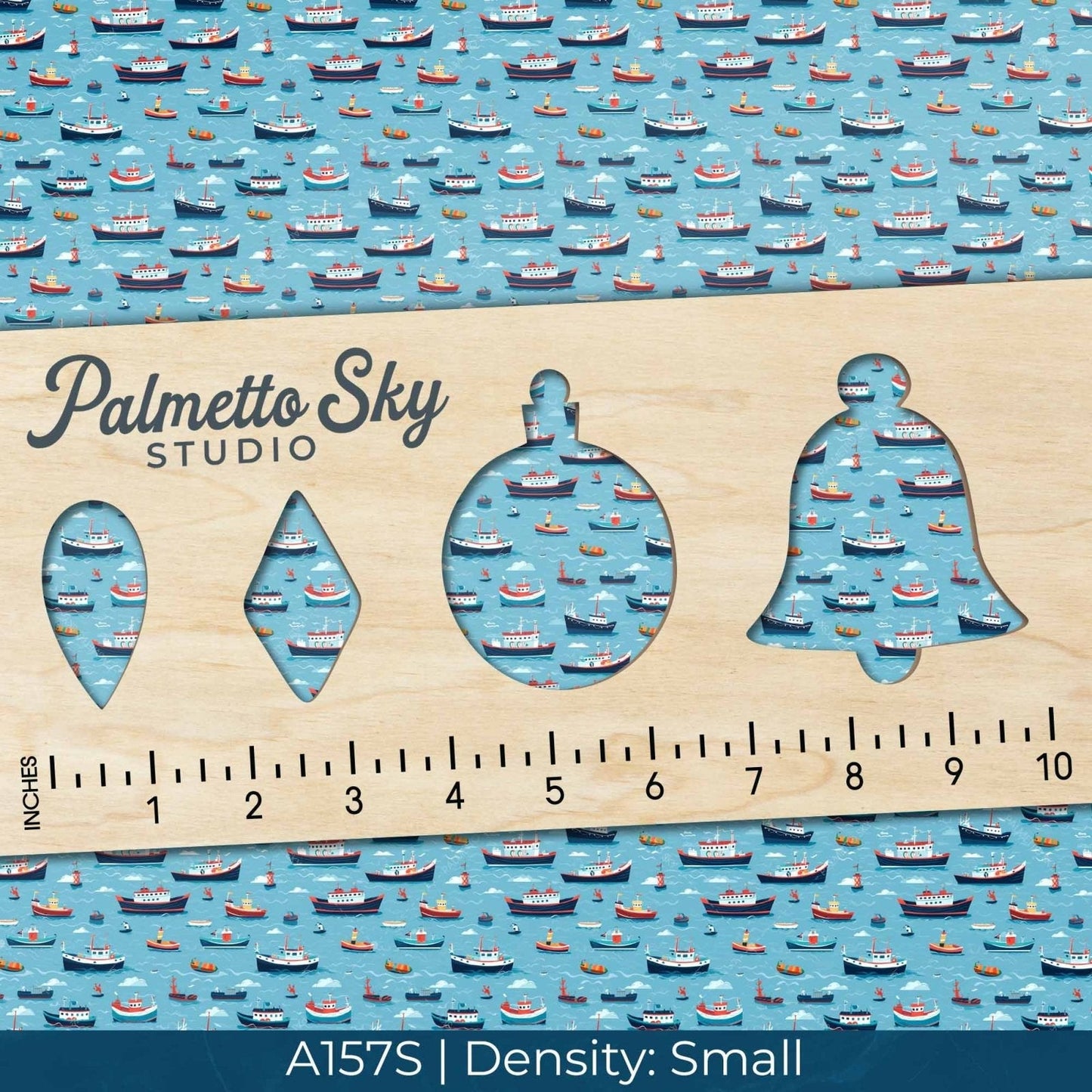 A157 Medium Blue Ocean Boats - Palmetto Sky Studio