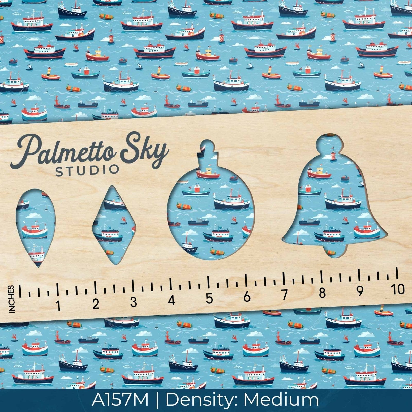 A157 Medium Blue Ocean Boats - Palmetto Sky Studio