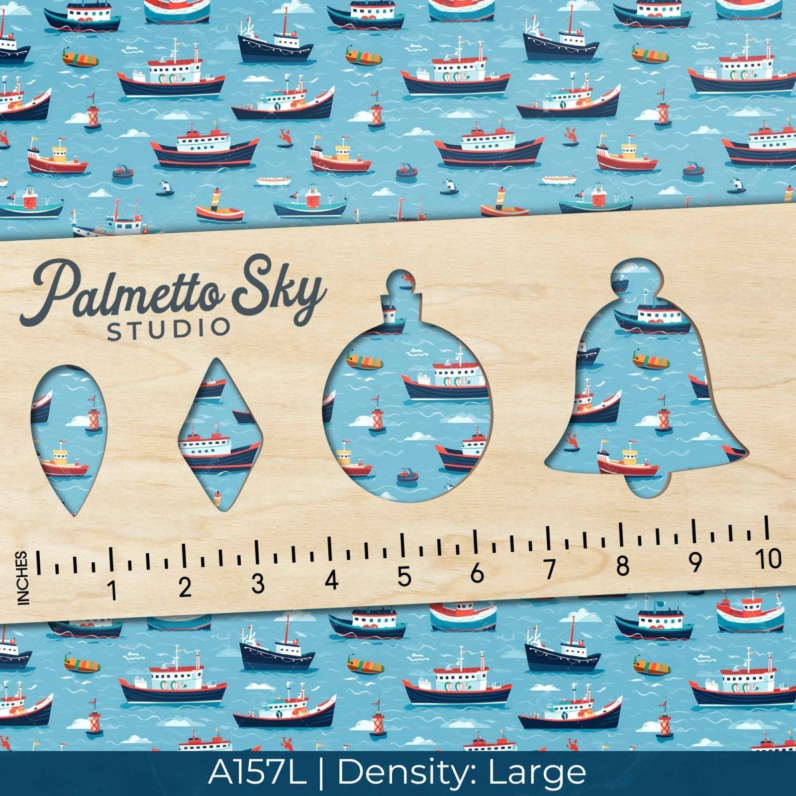 A157 Medium Blue Ocean Boats - Palmetto Sky Studio