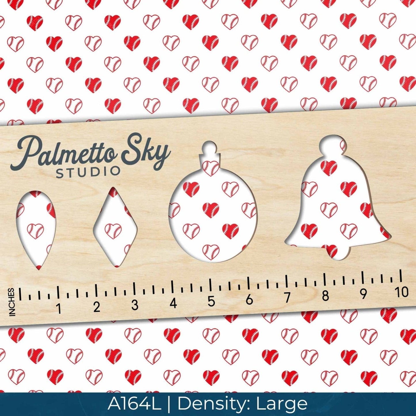 A164 Red White Baseball Heart - Palmetto Sky Studio