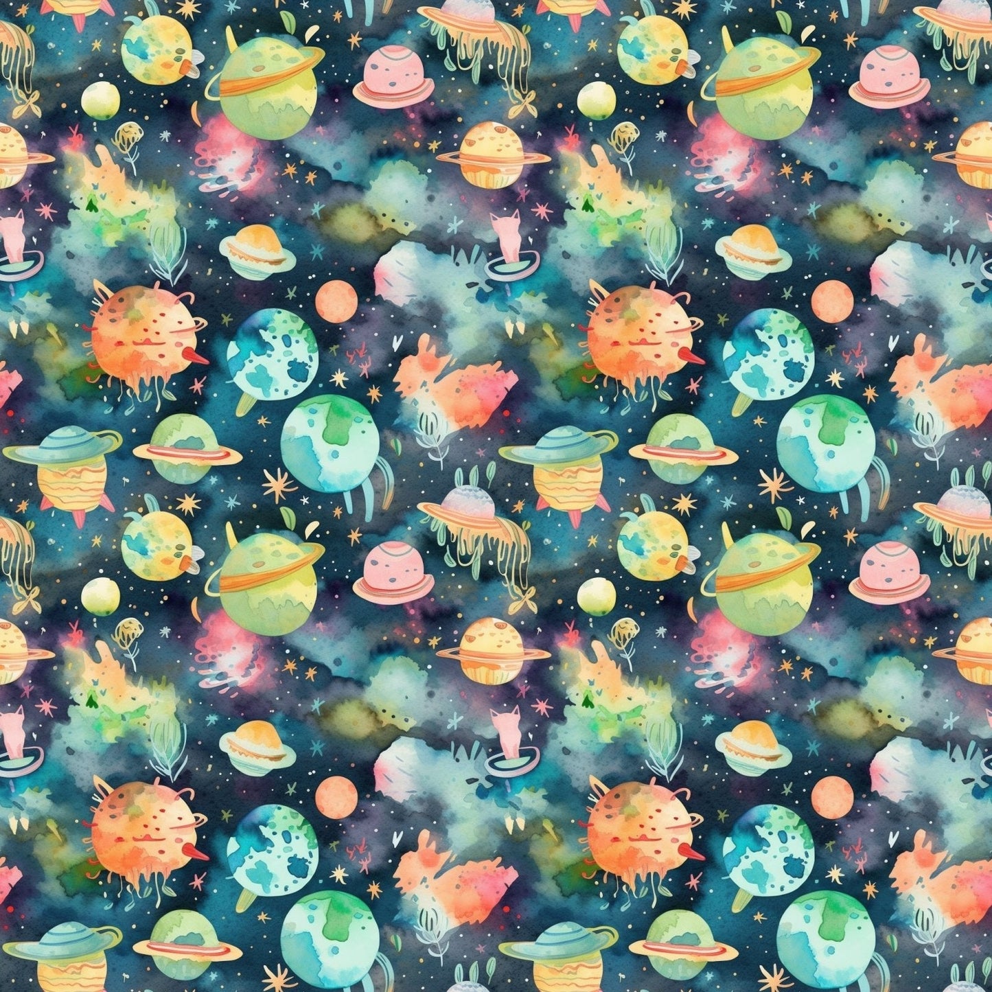 A167 Cosmic Watercolor Planets - Palmetto Sky Studio