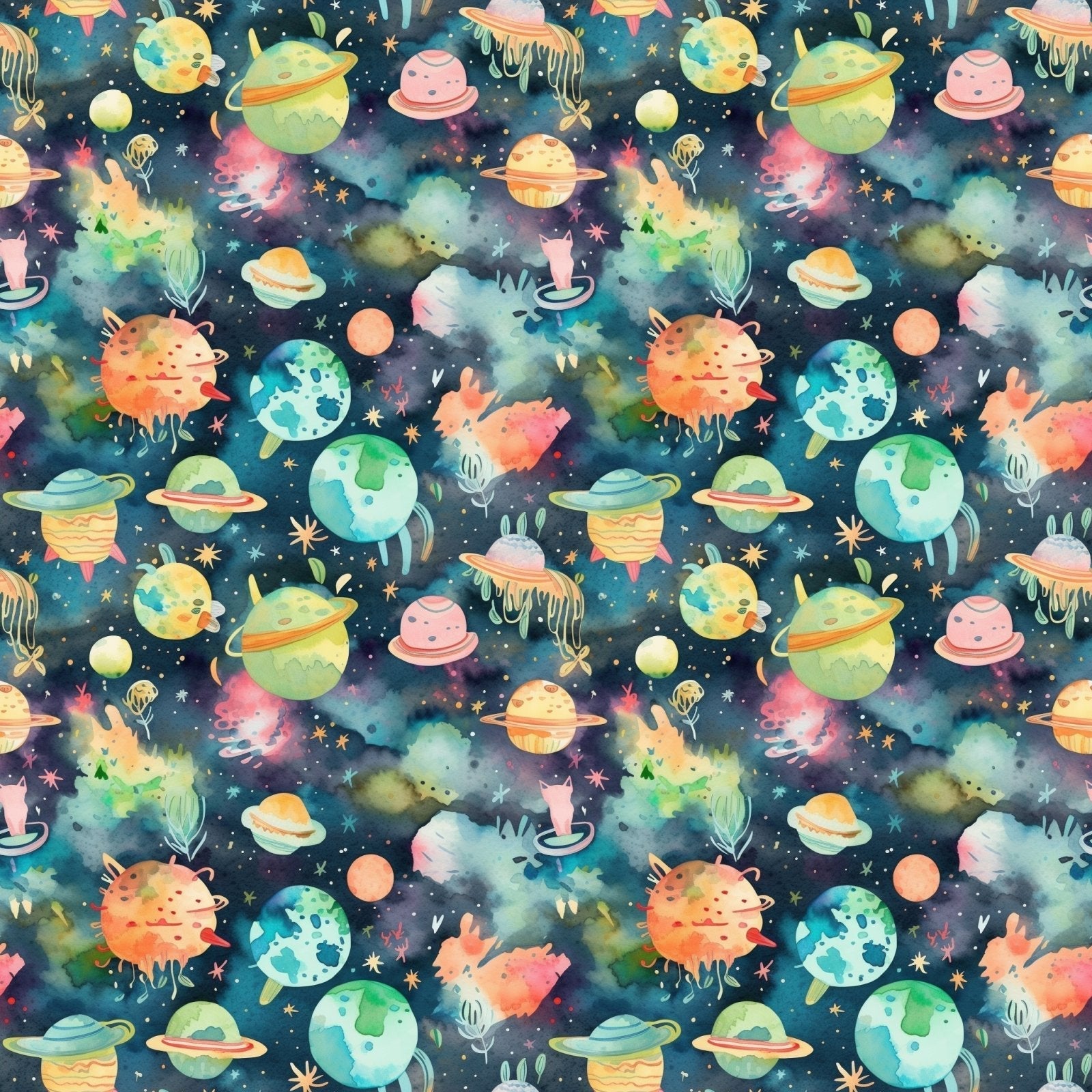A167 Cosmic Watercolor Planets - Palmetto Sky Studio