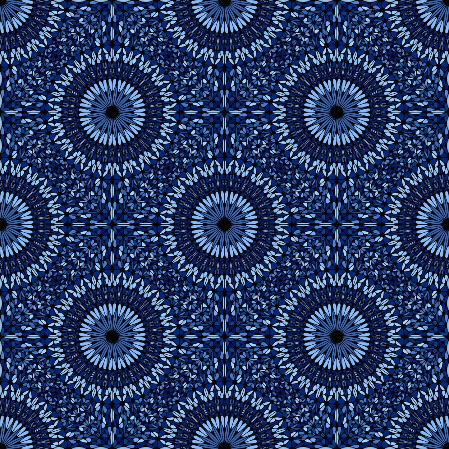 A195 Blue Kaleidoscope Circles - Palmetto Sky Studio