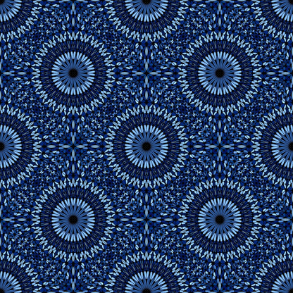 A195 Blue Kaleidoscope Circles - Palmetto Sky Studio