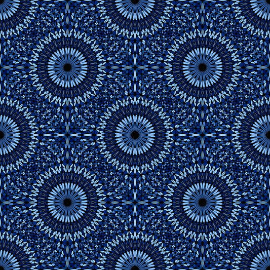 A195 Blue Kaleidoscope Circles - Palmetto Sky Studio