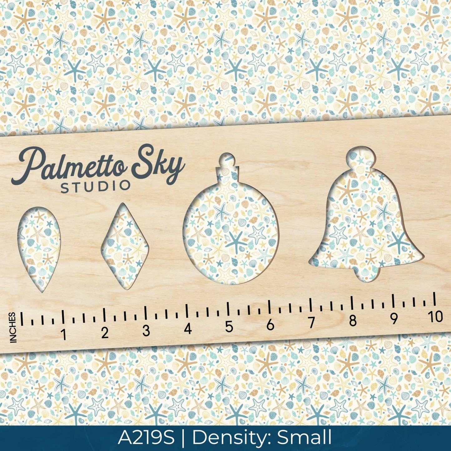 A219 Teal Yellow Seashells - Palmetto Sky Studio