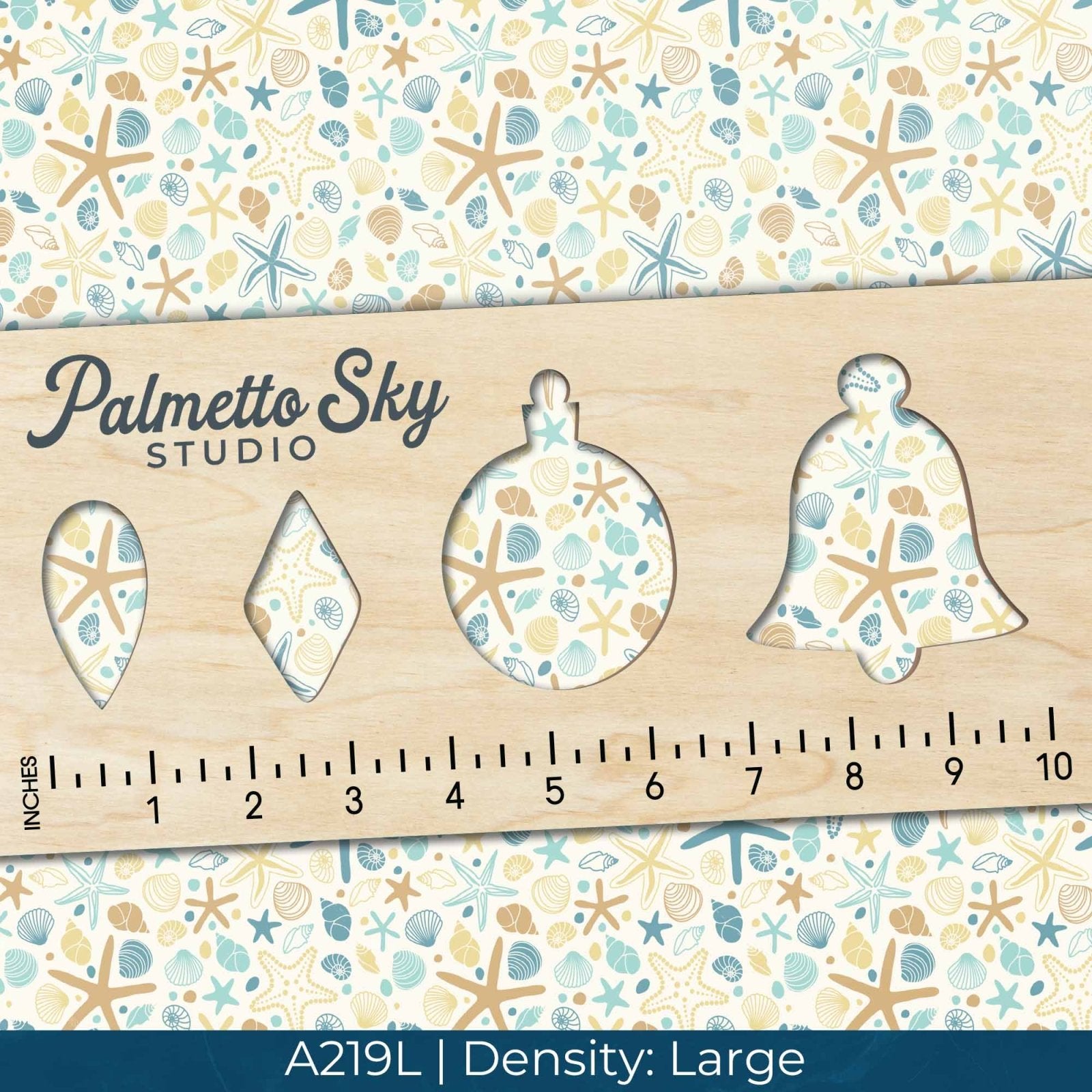 A219 Teal Yellow Seashells - Palmetto Sky Studio