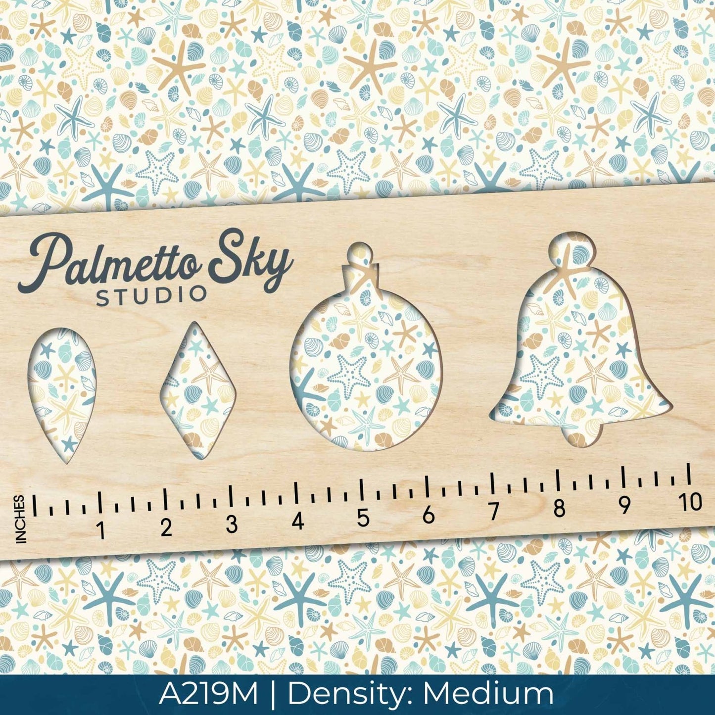 A219 Teal Yellow Seashells - Palmetto Sky Studio