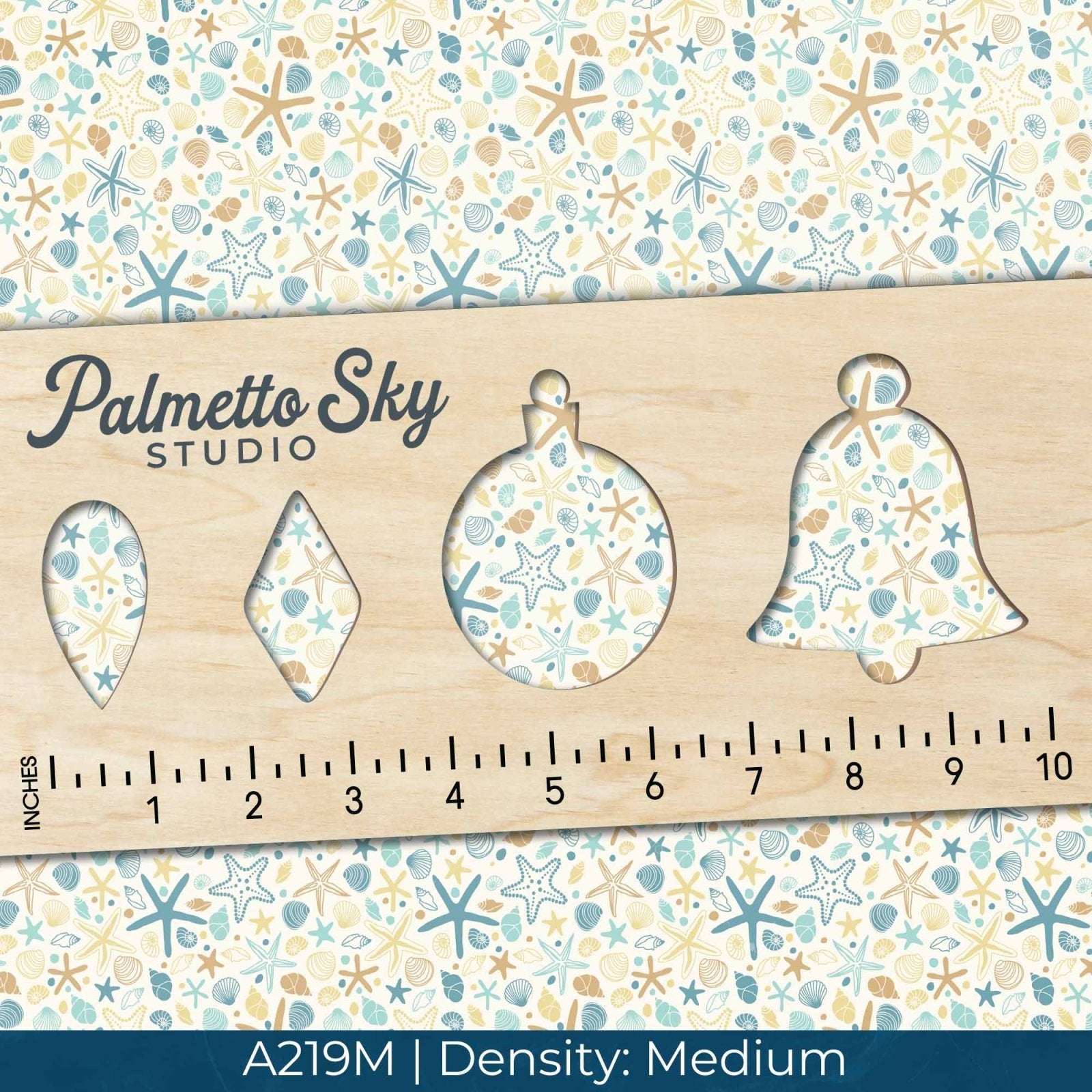 A219 Teal Yellow Seashells - Palmetto Sky Studio