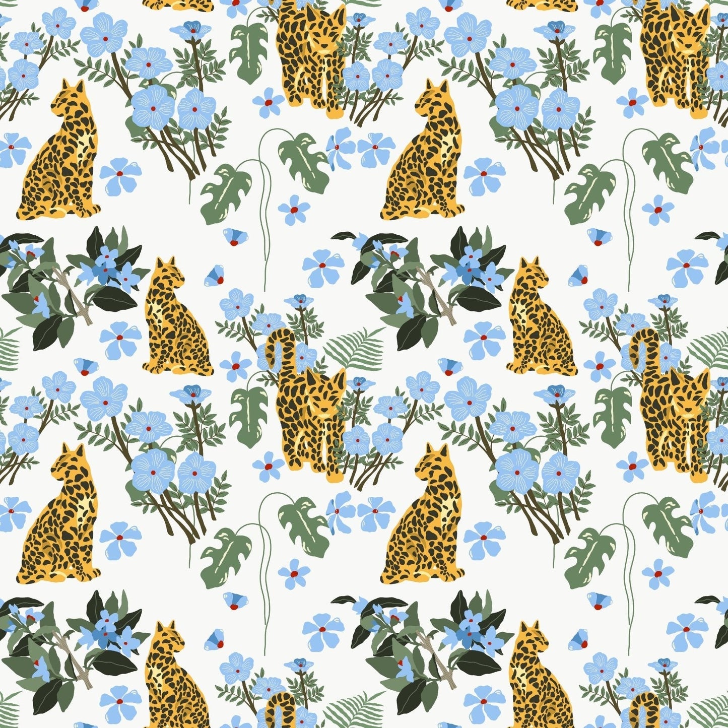 A236 Floral Jungle Cat - Palmetto Sky Studio