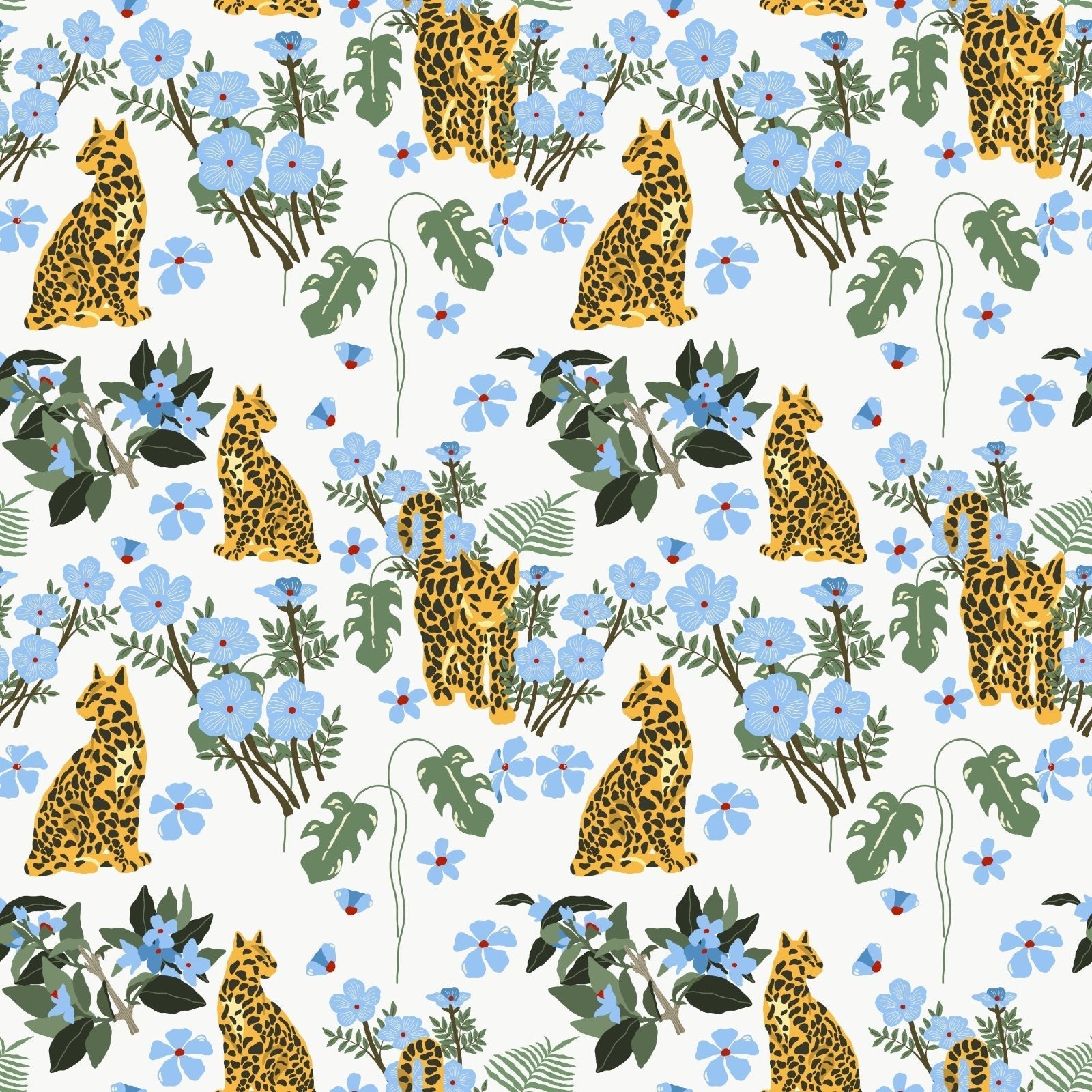 A236 Floral Jungle Cat - Palmetto Sky Studio