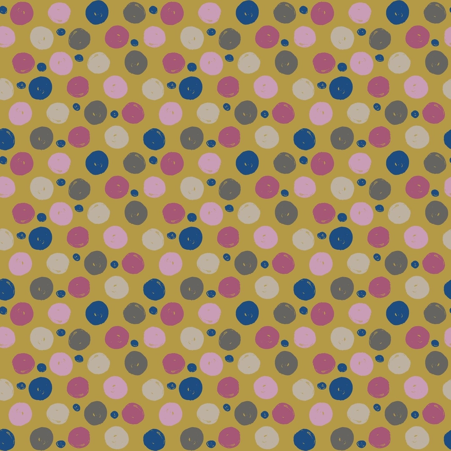 A304 Mustard Hand Drawn Polka Dots - Palmetto Sky Studio