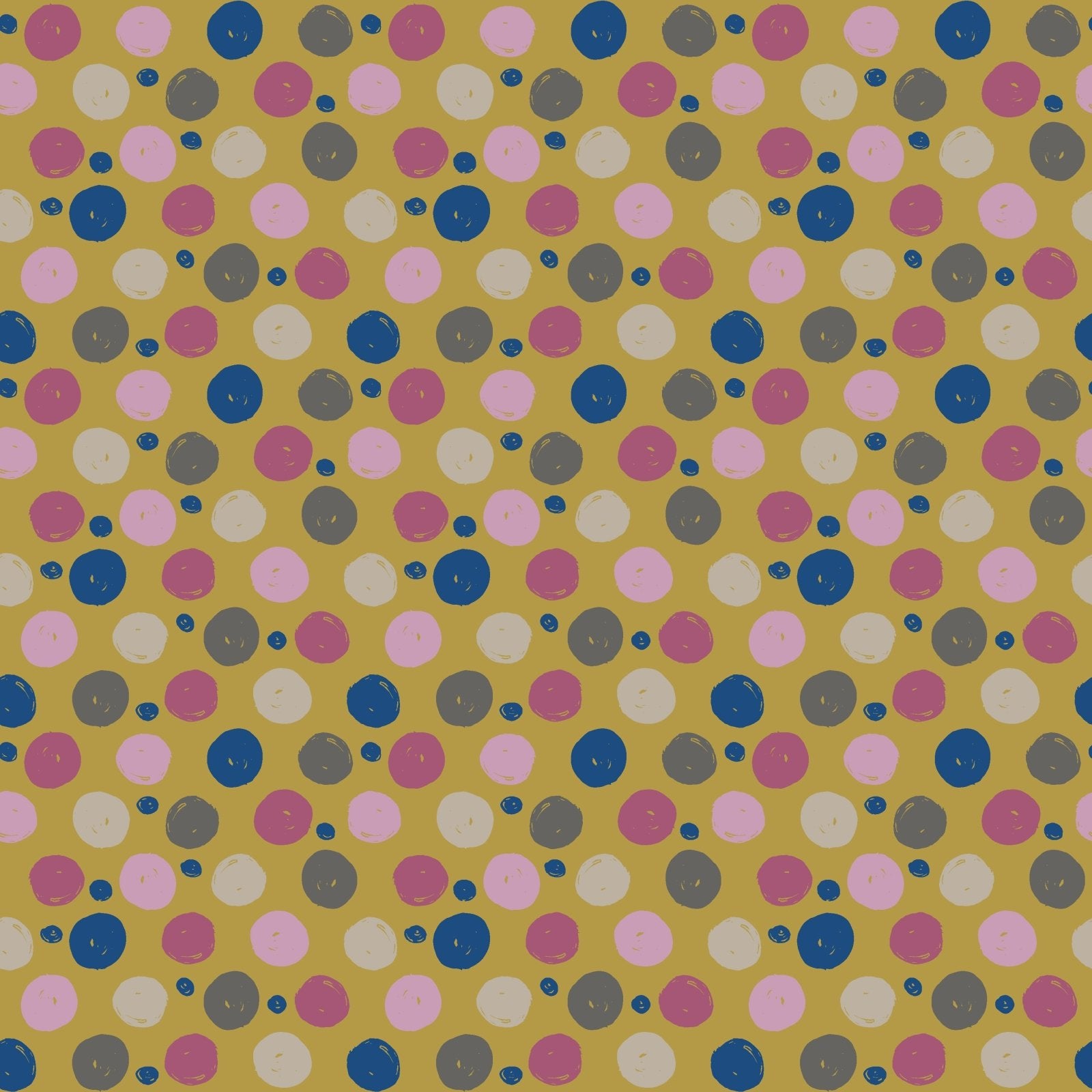 A304 Mustard Hand Drawn Polka Dots - Palmetto Sky Studio