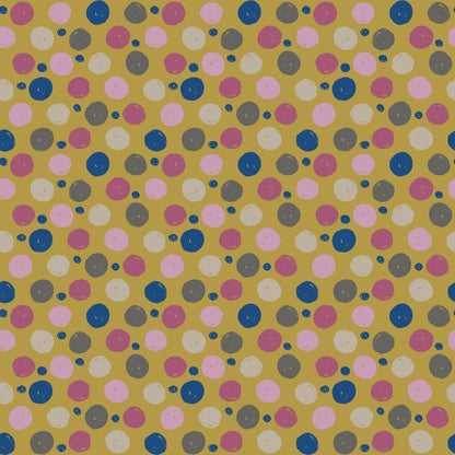 A304 Mustard Hand Drawn Polka Dots - Palmetto Sky Studio