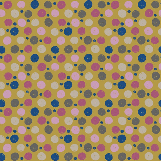 A304 Mustard Hand Drawn Polka Dots - Palmetto Sky Studio