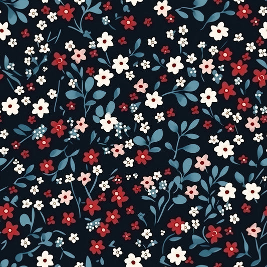 A306 Red Blue Florals - Palmetto Sky Studio