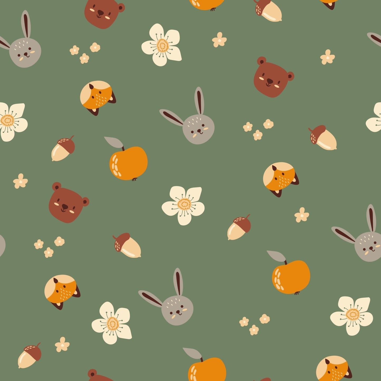 A316 Green Autumn Forest Critters - Palmetto Sky Studio