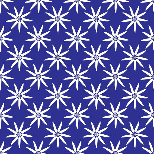 A319 Blue Geometric Flowers - Palmetto Sky Studio