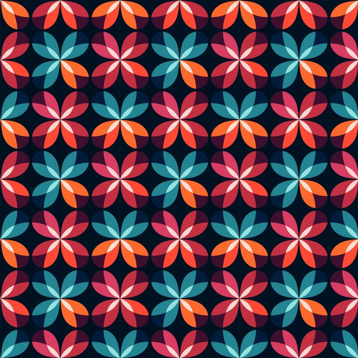 A339 Geometric Navy Pink Blooms - Palmetto Sky Studio