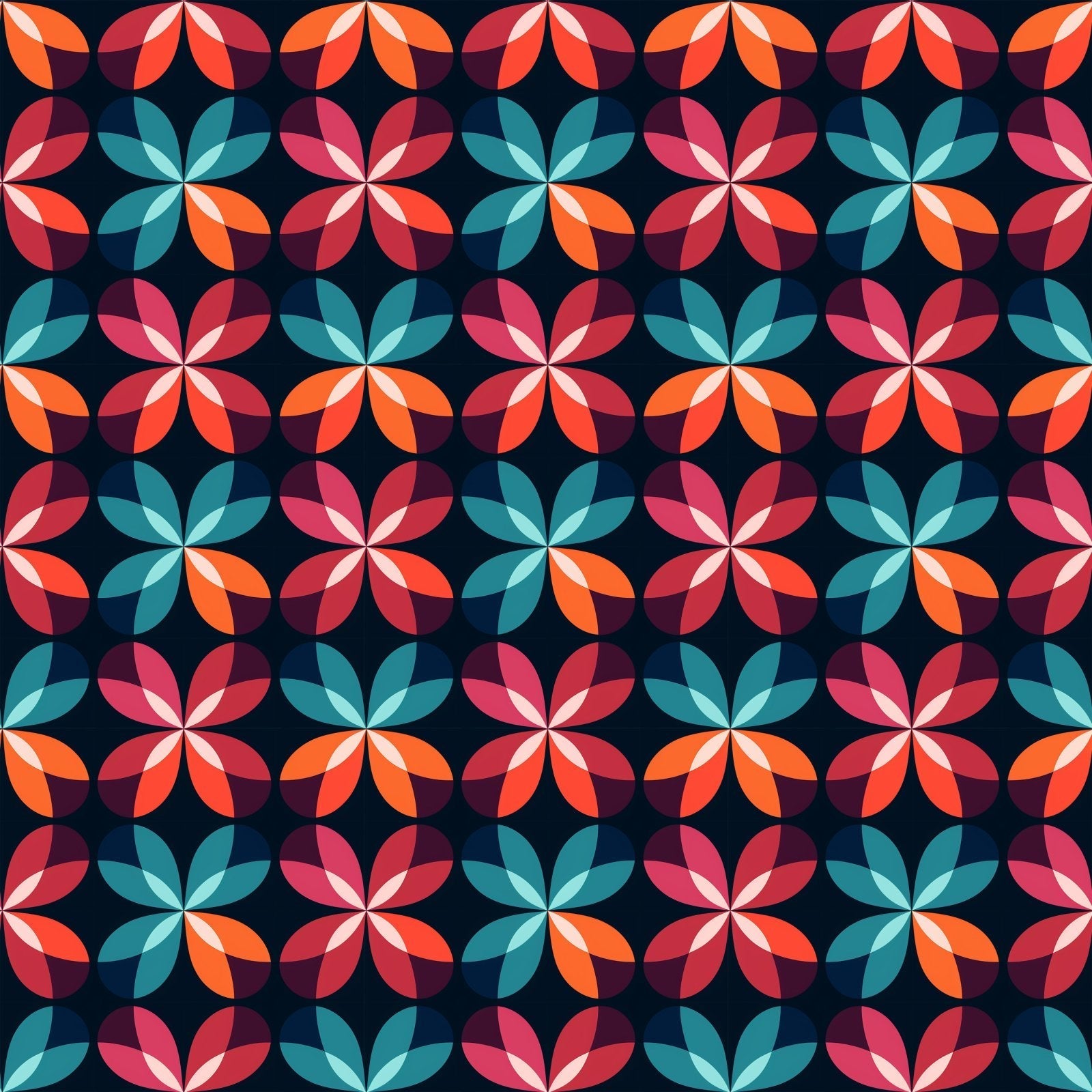 A339 Geometric Navy Pink Blooms - Palmetto Sky Studio