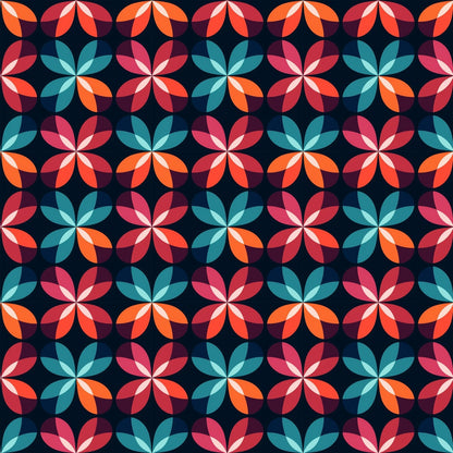 A339 Geometric Navy Pink Blooms - Palmetto Sky Studio