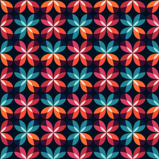 A339 Geometric Navy Pink Blooms - Palmetto Sky Studio